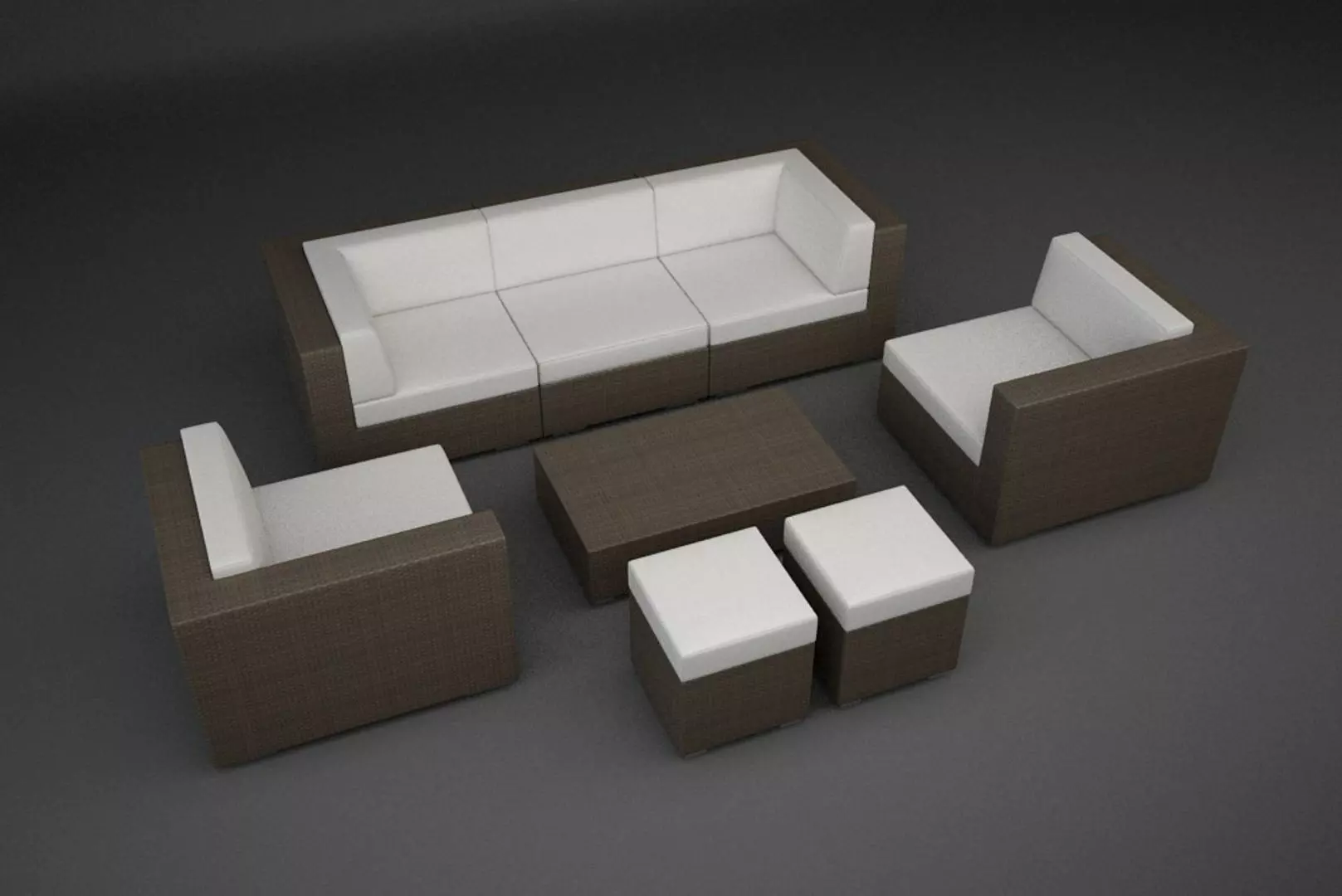 Modular Rattan Furniture Set 3 3D model_0