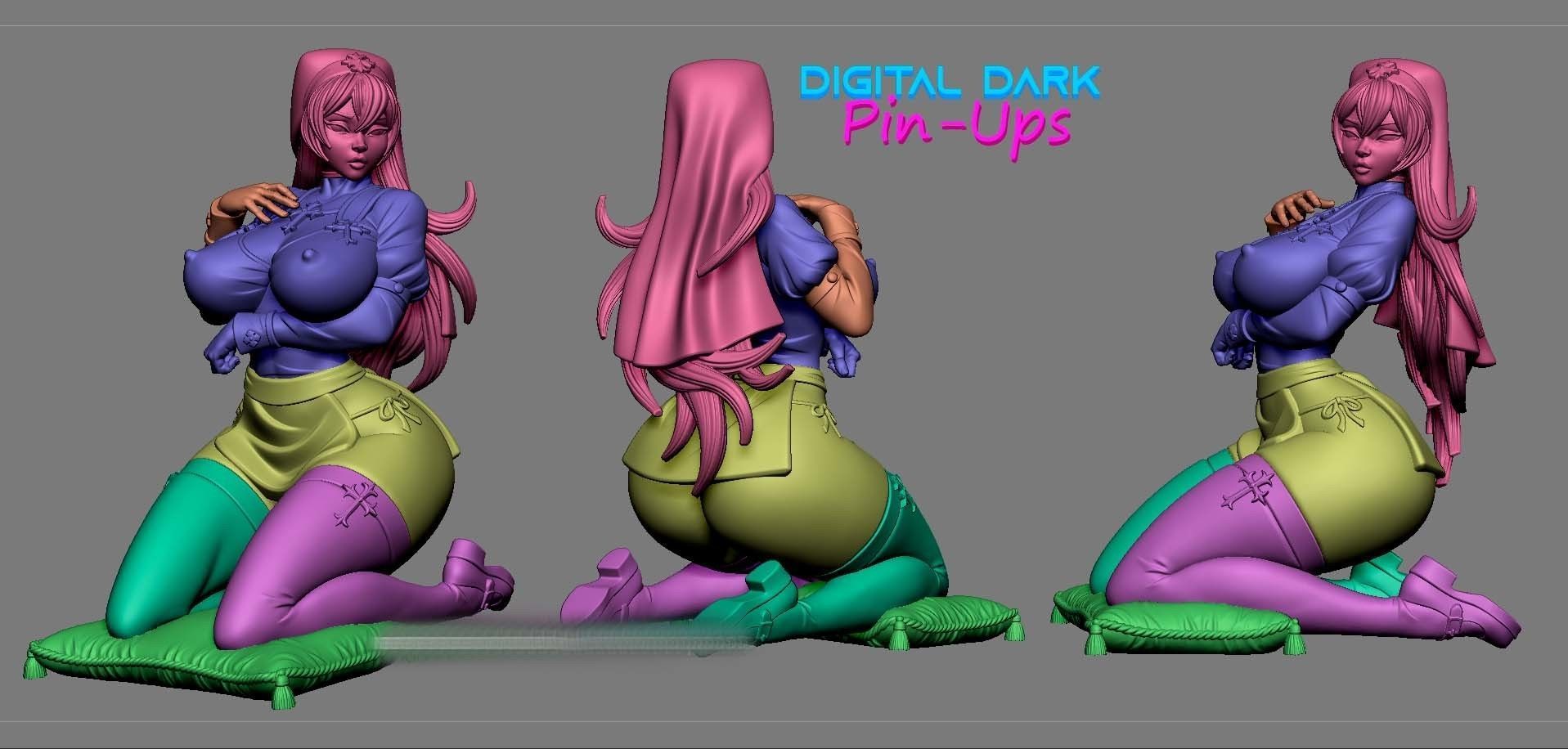 The Priestess Nun with NSFW version and Miniatures 100mm 3D print model_10