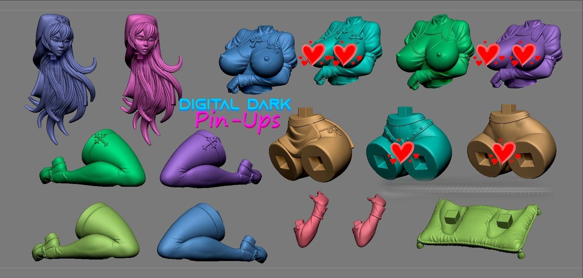 The Priestess Nun with NSFW version and Miniatures 100mm 3D print model_11