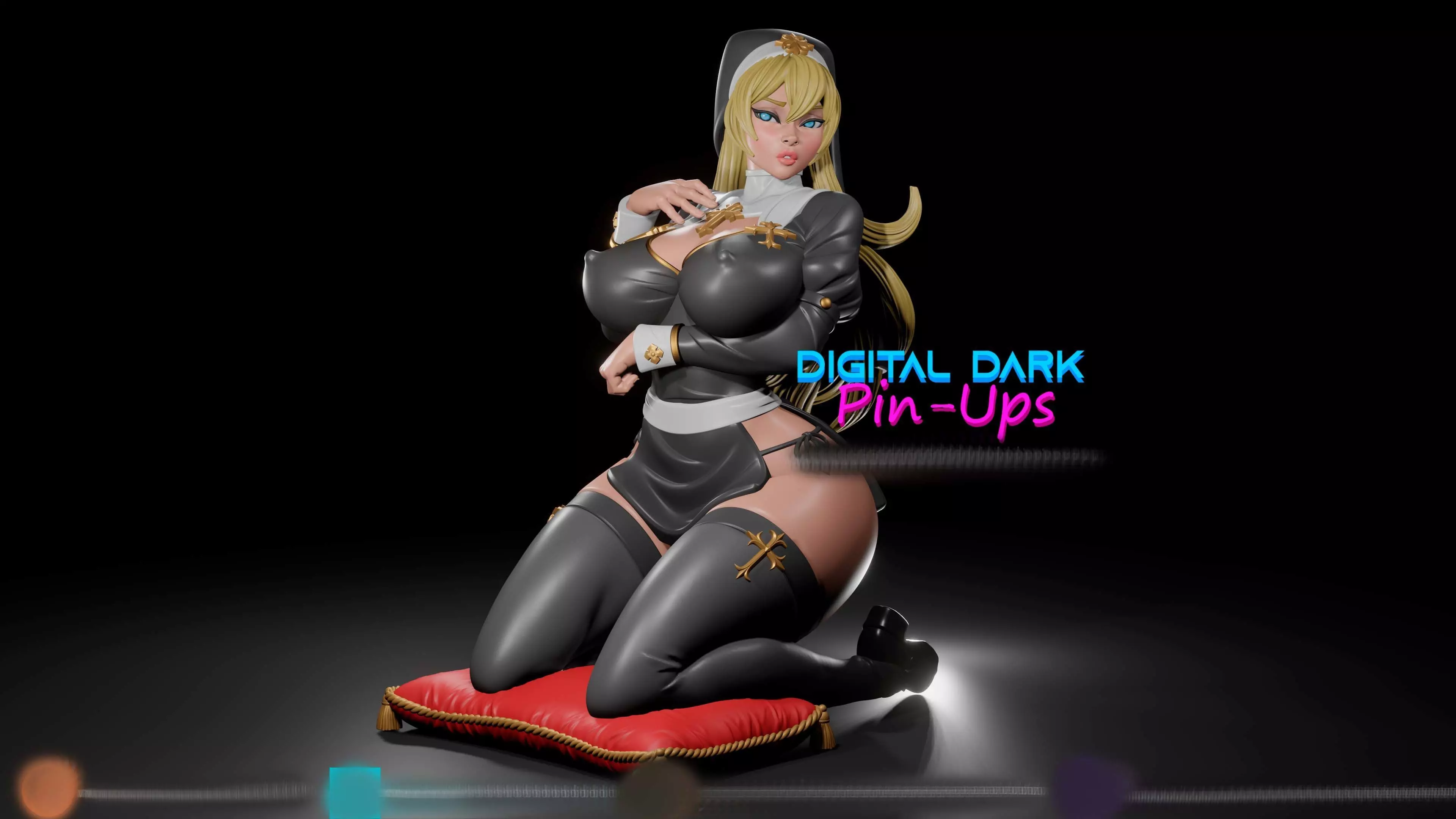 The Priestess Nun with NSFW version and Miniatures 100mm 3D print model_0