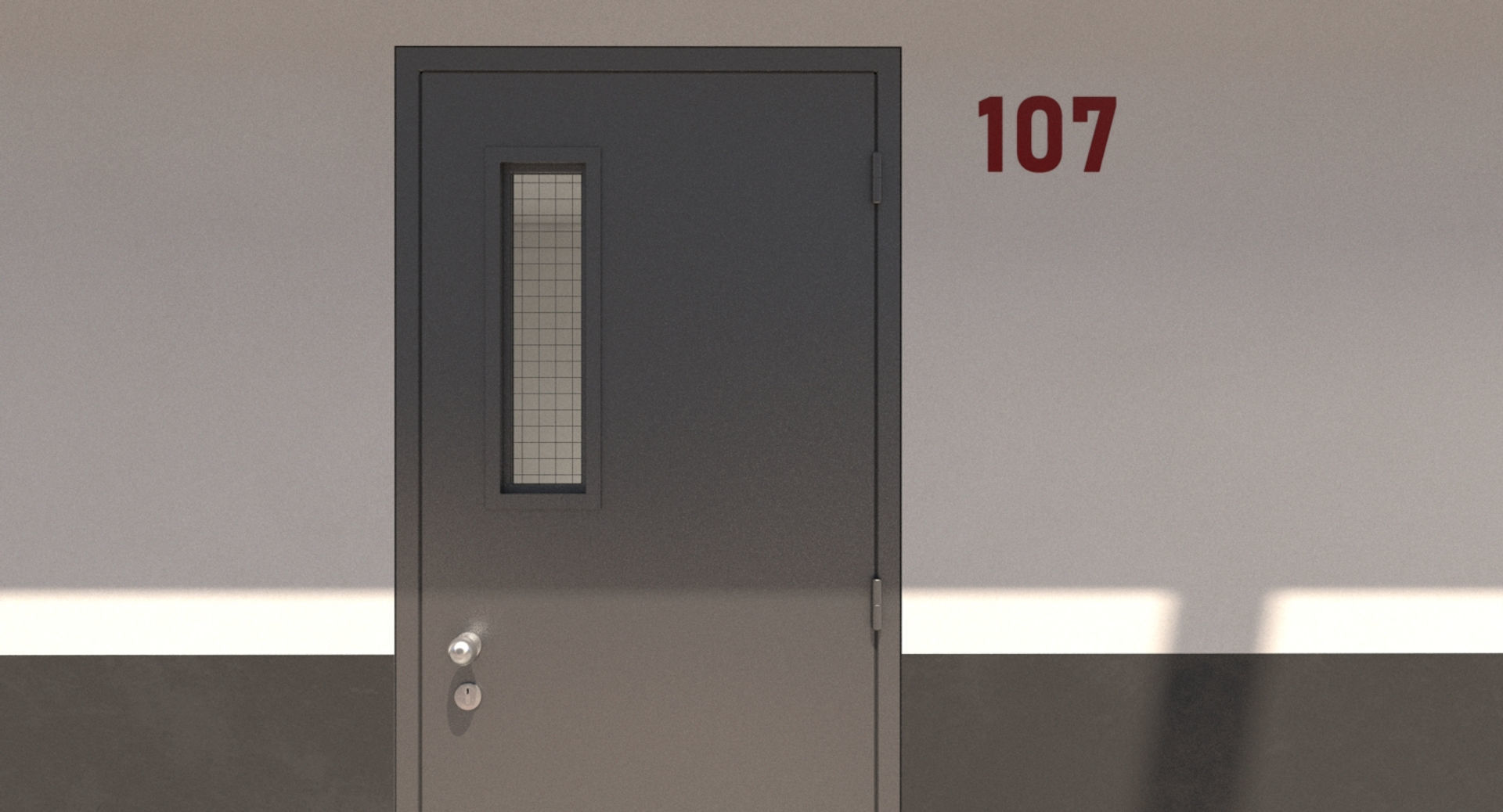 Prison 1 cell with tables and chairs 3D model_12