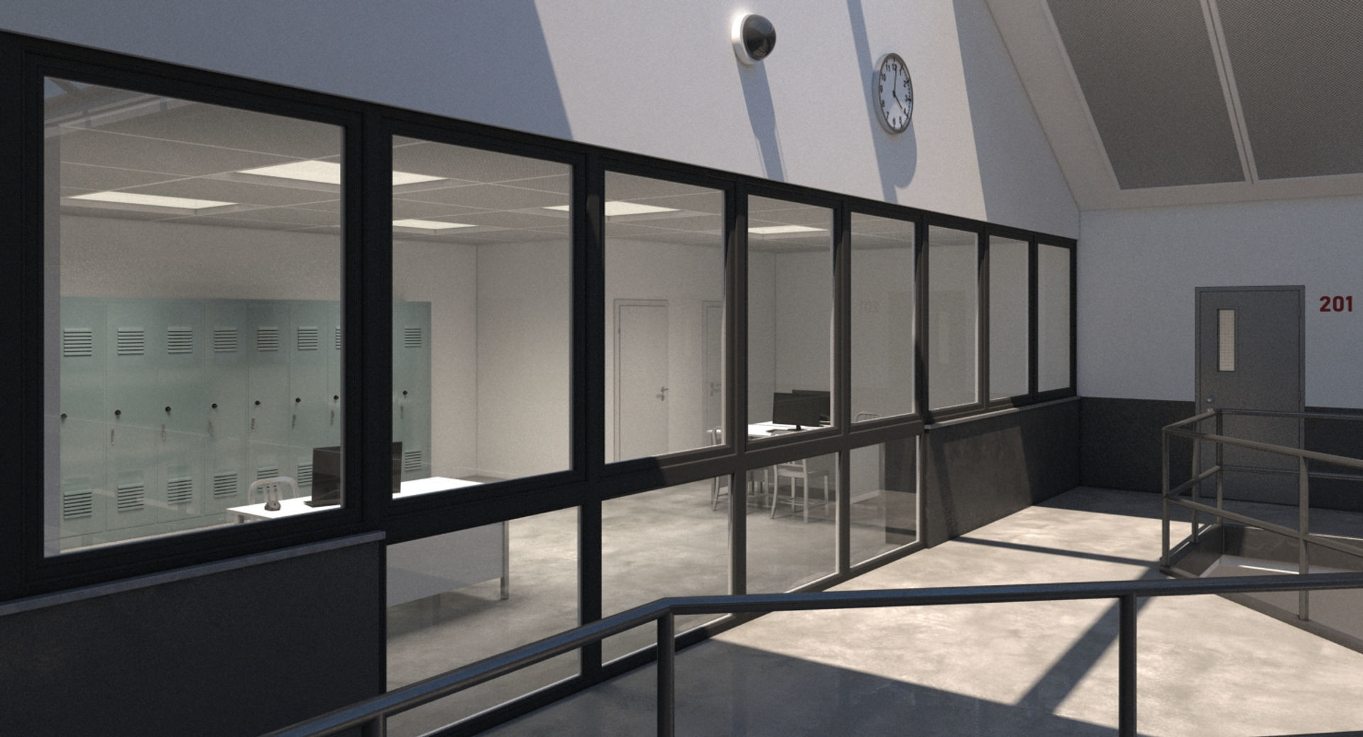 Prison 1 cell with tables and chairs 3D model_5