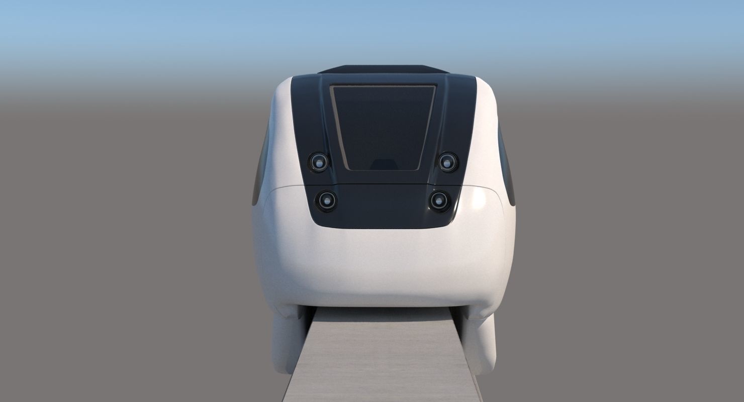 Monorail Collection commuter train on side of concrete wall 3D model_3