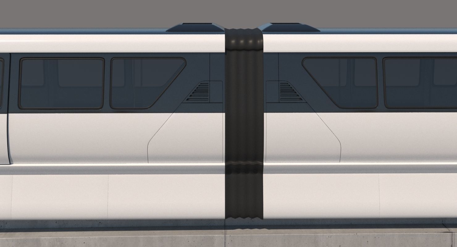 Monorail Collection commuter train on side of concrete wall 3D model_7