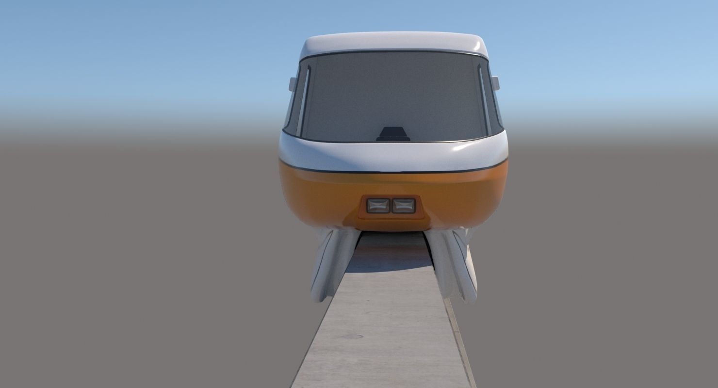 Monorail Collection commuter train on side of concrete wall 3D model_29