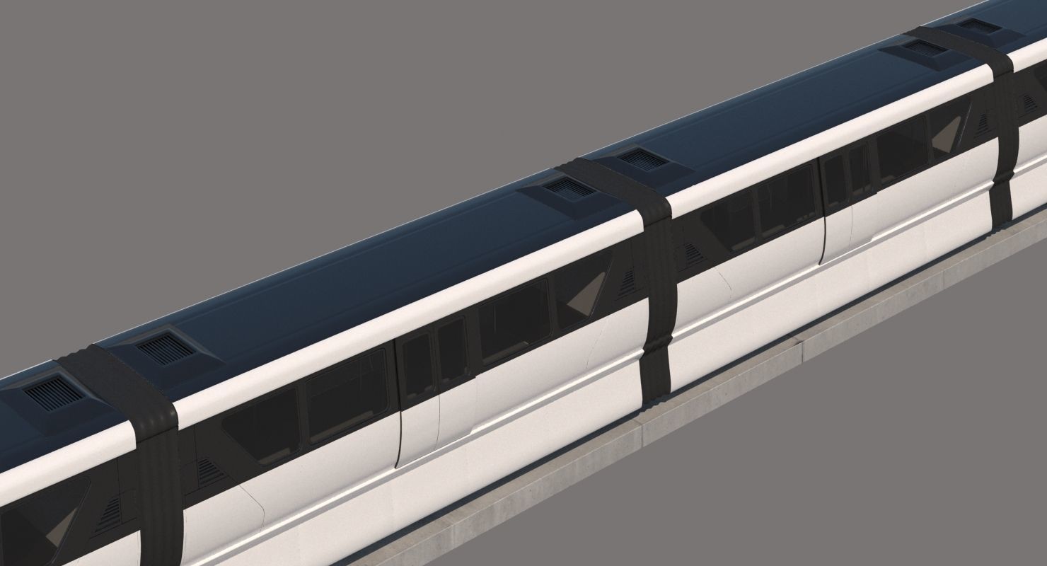Monorail Collection commuter train on side of concrete wall 3D model_17