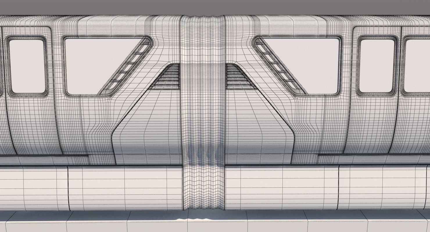 Monorail Collection commuter train on side of concrete wall 3D model_12