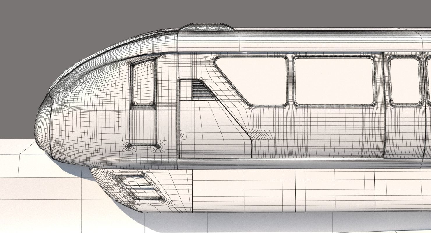 Monorail Collection commuter train on side of concrete wall 3D model_10