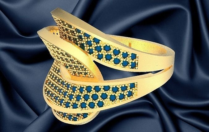 ring18k gold ring with sapphires 3D print model