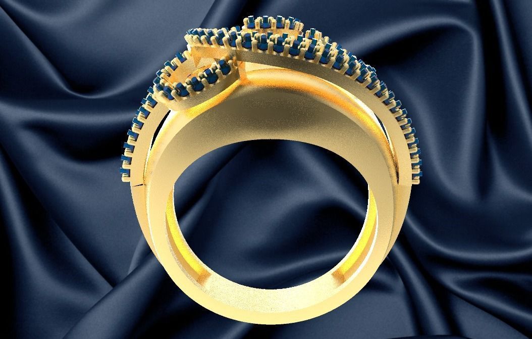 ring18k octopus ring with sapphires 3D print model_1