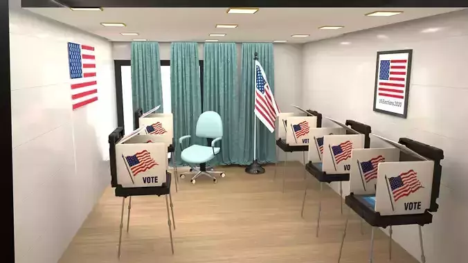 voting polling station USA 3d model 3D model voting polling station USA 3d model 3D model