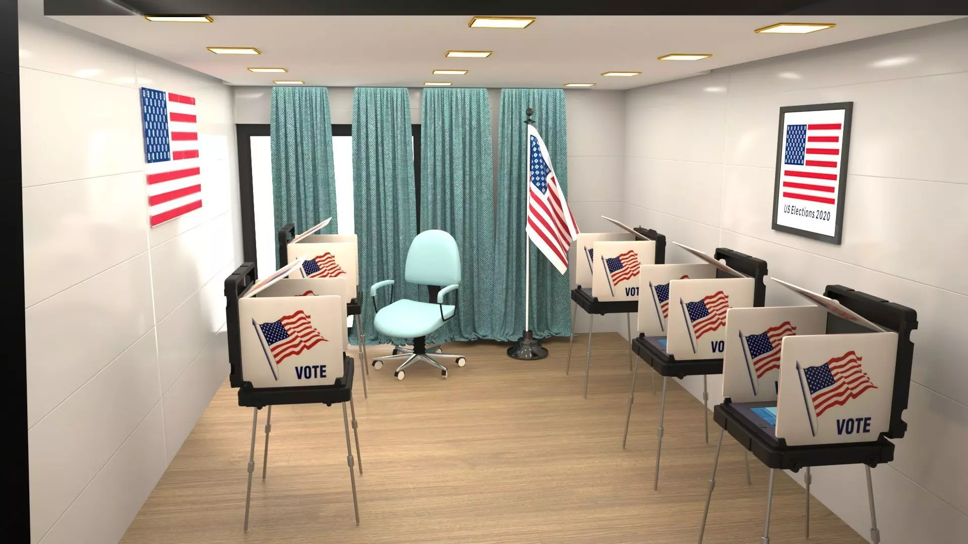 voting polling station USA 3d model 3D model_0