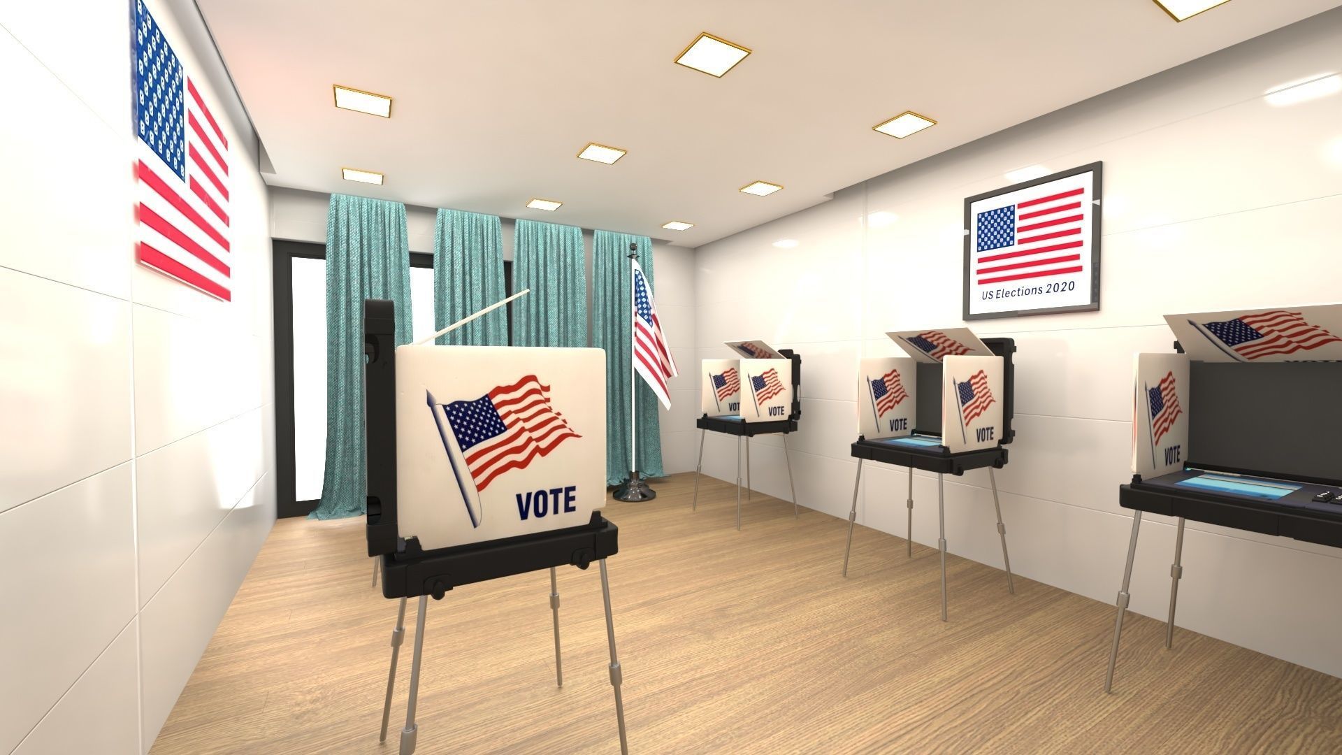 voting polling station USA 3d model 3D model_1