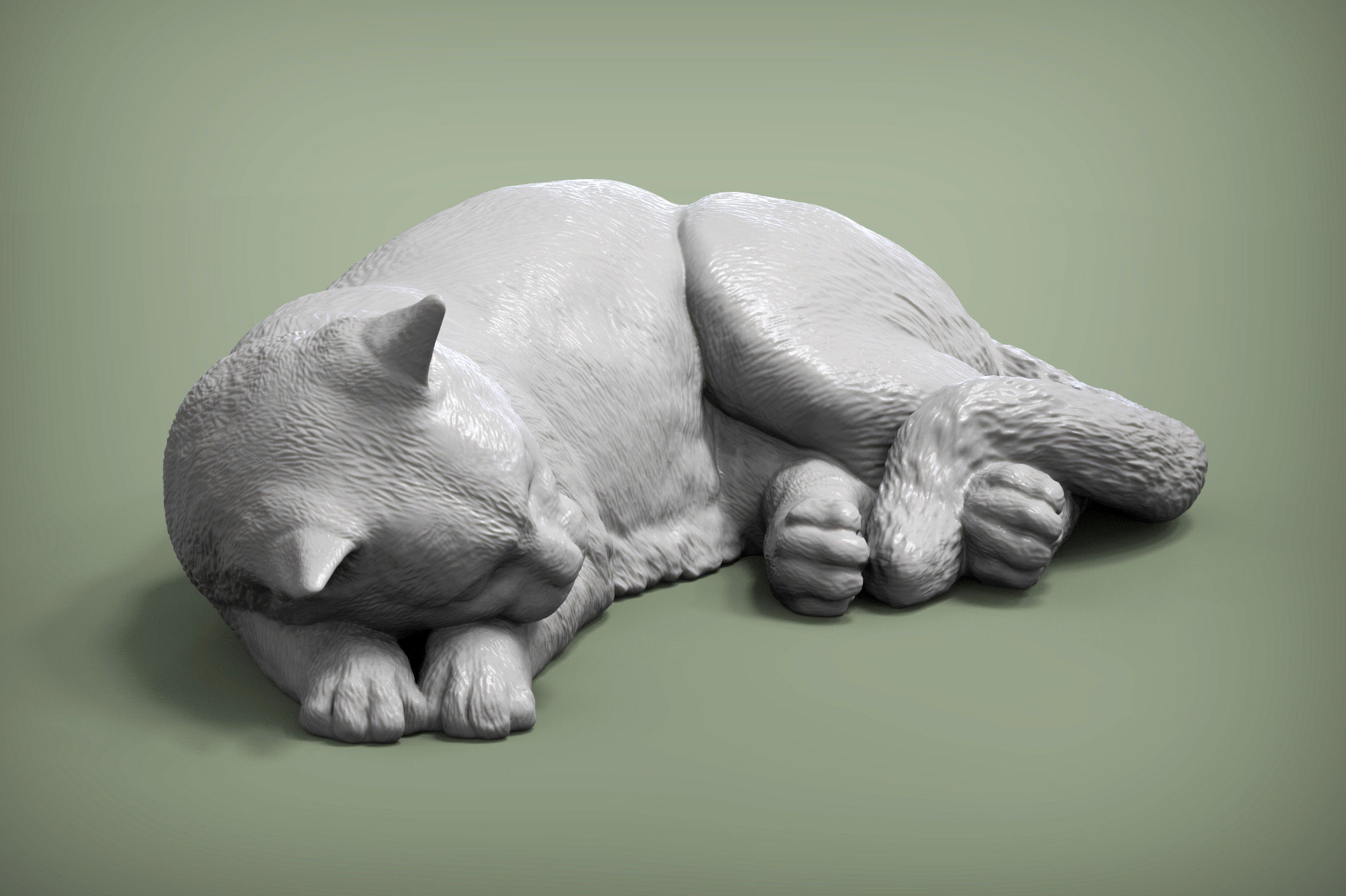 sleeping cat 3D print model_3