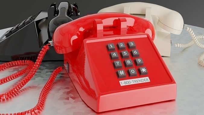 Old Desk Phone Low-Poly Low-poly 3D model
