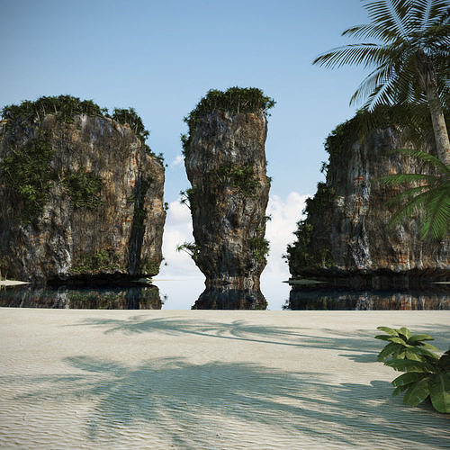 Thai Beach Island Scene 3D model