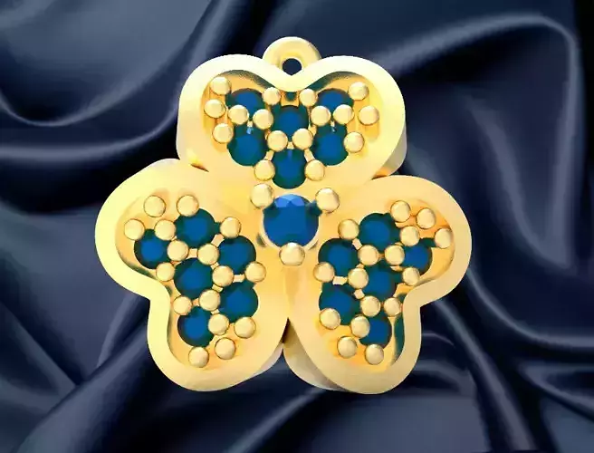 pendant shamrock with sapphires
