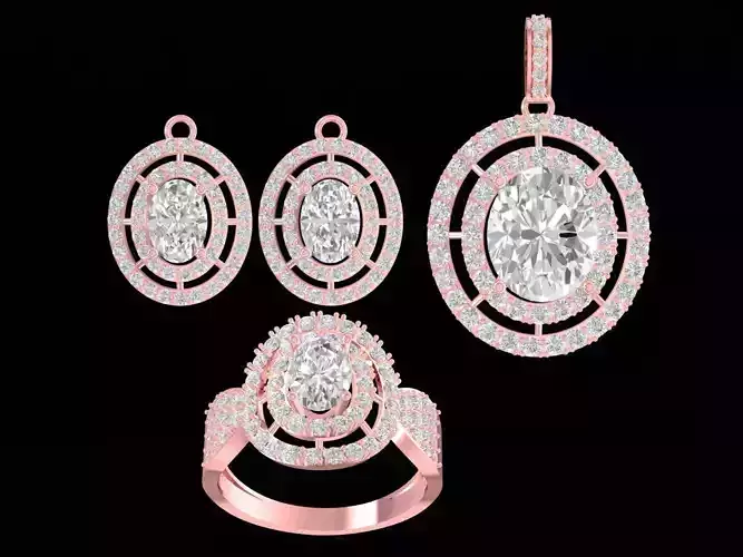 Elegant Oval Diamond Jewelry Set for Women 3257