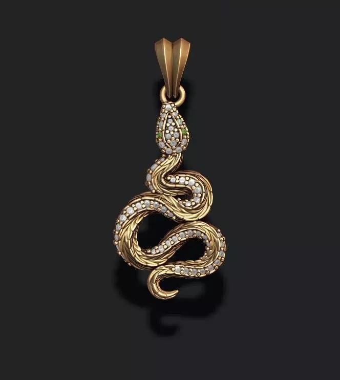 Snake pendant with gems 3D print model