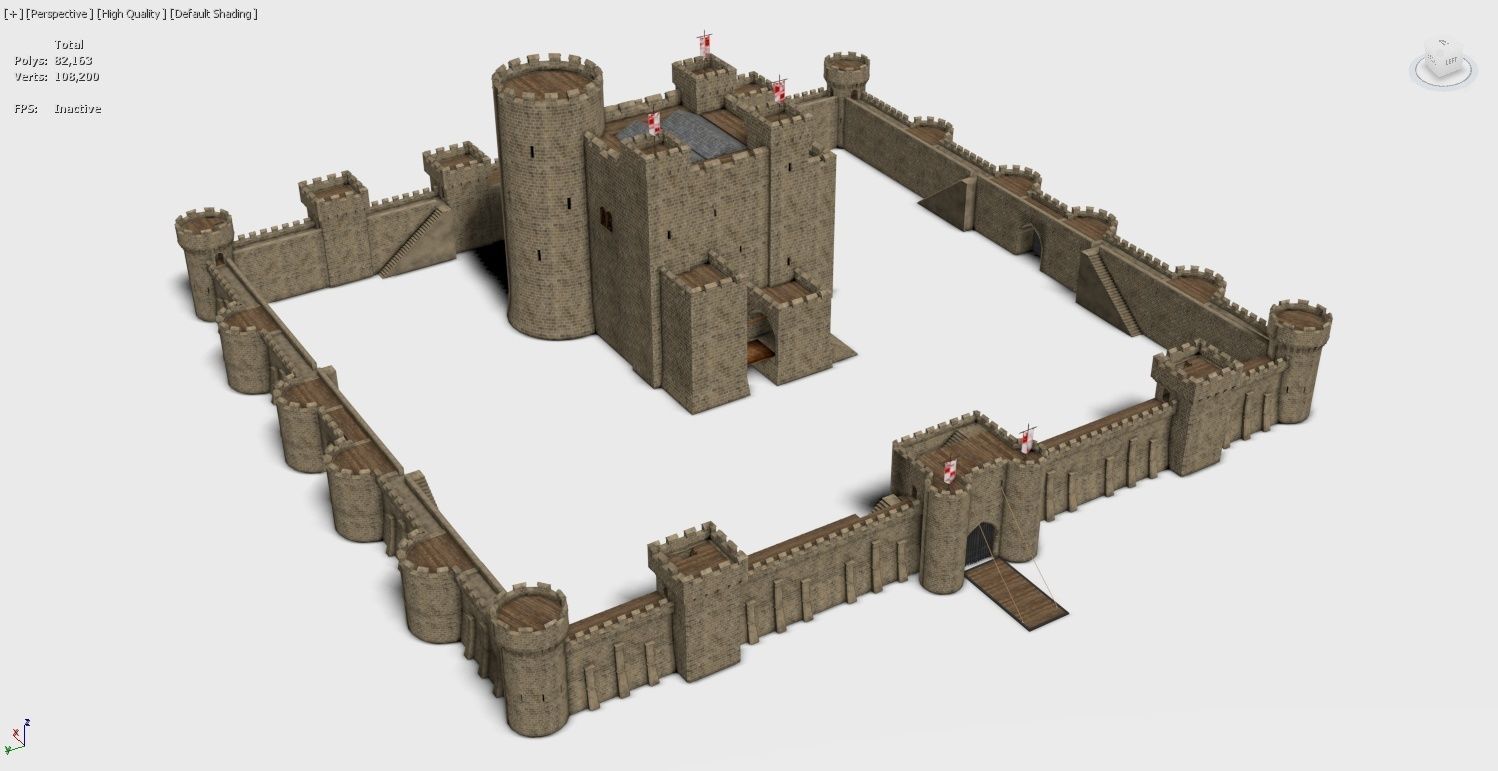 Medieval Castle Construction Set 3D model_7