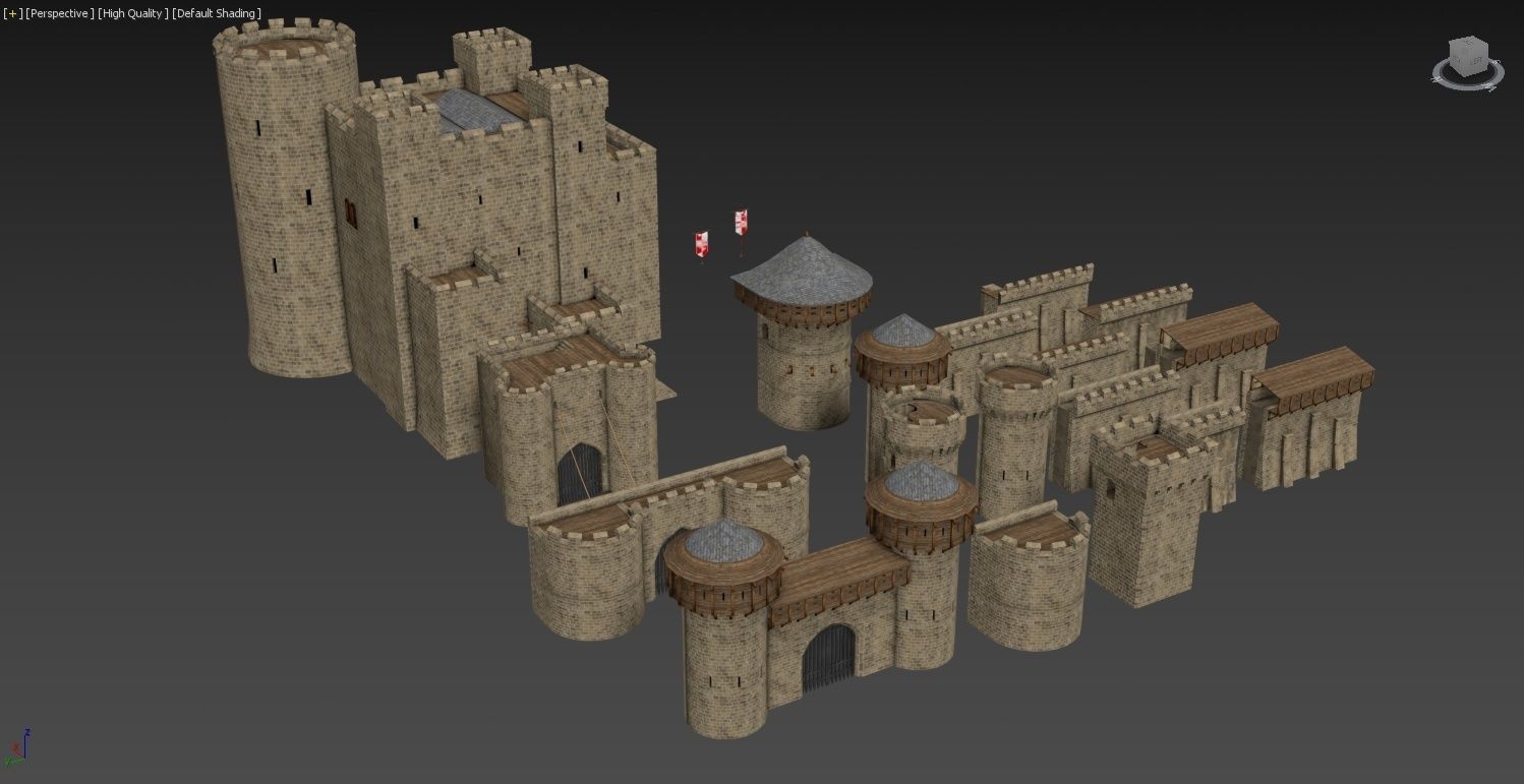 Medieval Castle Construction Set 3D model_2