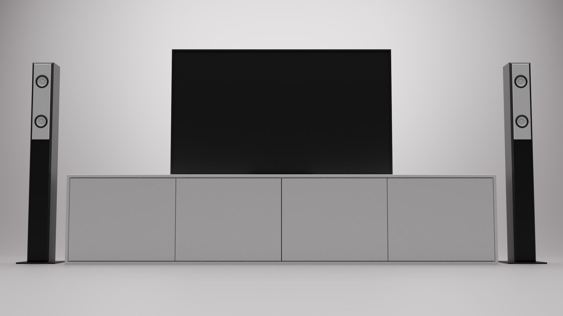 TV set three televisions Low-poly 3D model_3
