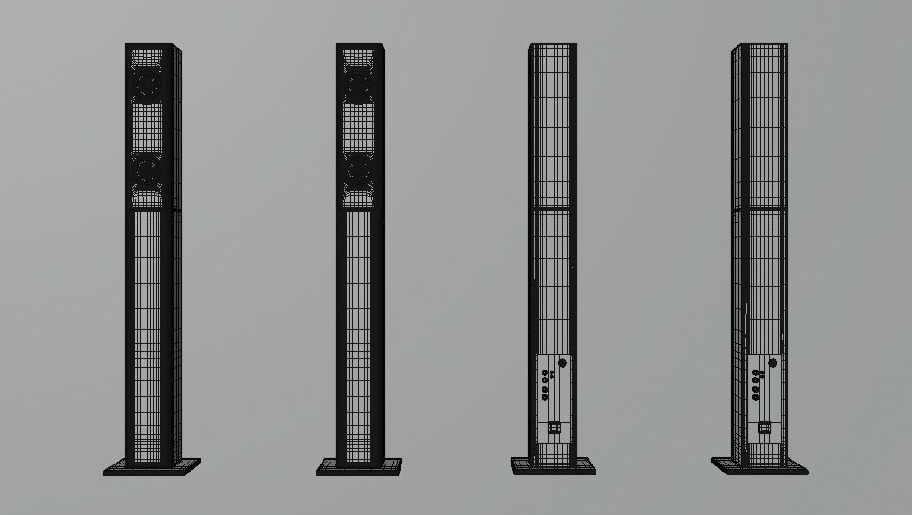 TV set three televisions Low-poly 3D model_9