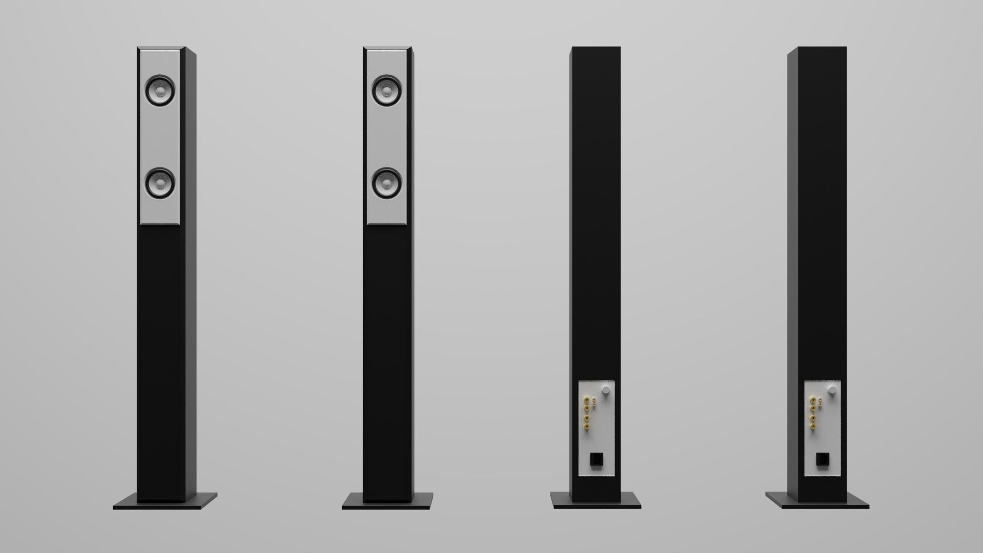 TV set three televisions Low-poly 3D model_5