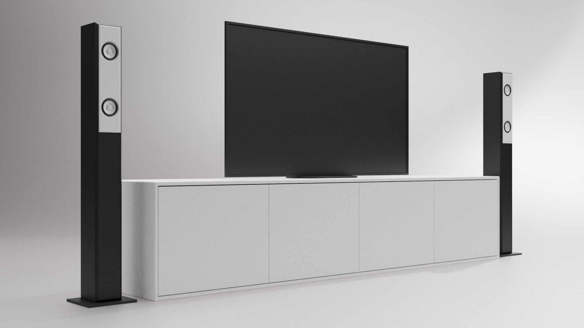 TV set three televisions Low-poly 3D model_2