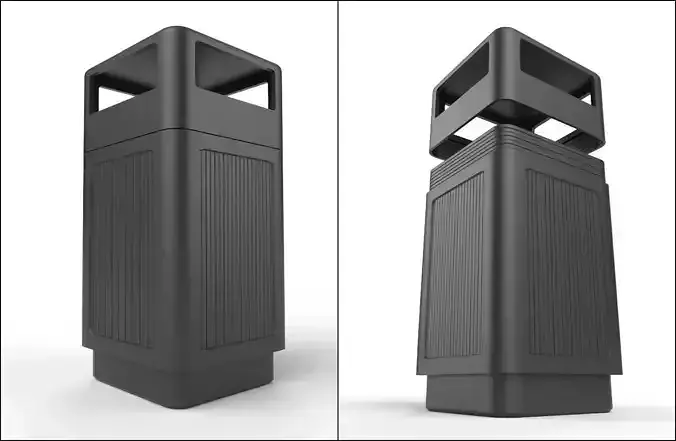 Trashcan m1 Low-poly 3D model