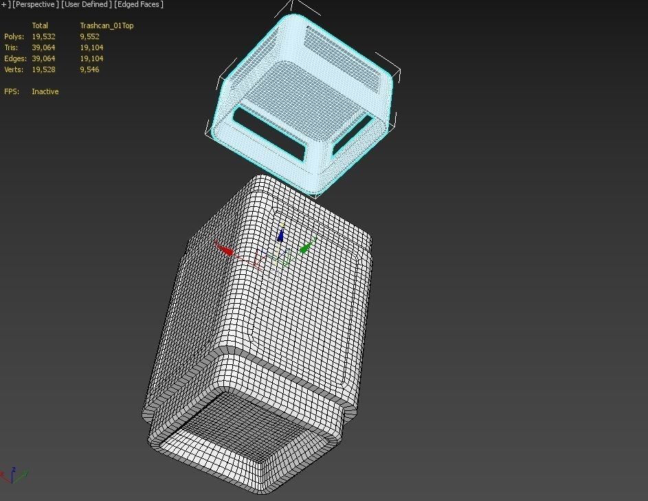 Trashcan m1 Low-poly 3D model_14