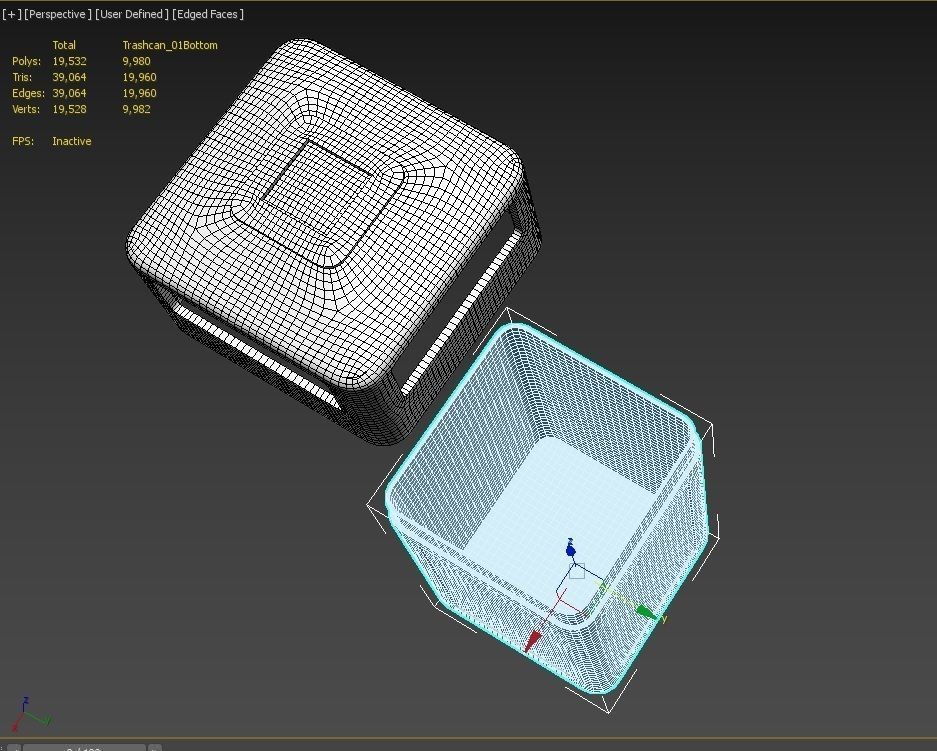 Trashcan m1 Low-poly 3D model_34