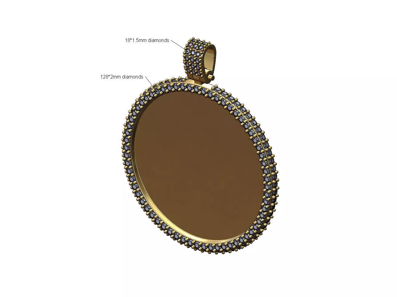 Large 40mm iced memory picture pendant with bail 3D print model