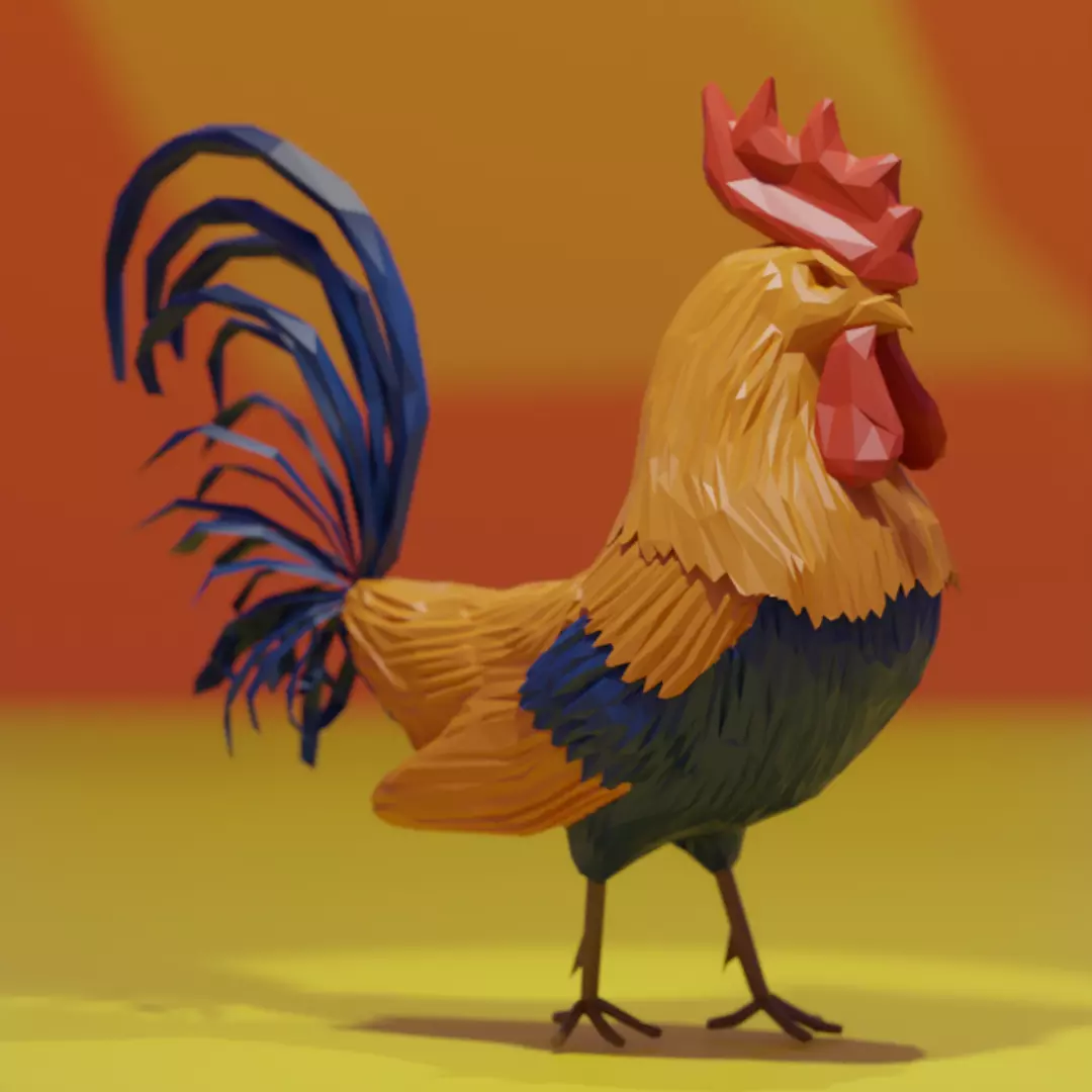THE ROOSTER - EL GALLO - LOW POLY 3D model_0