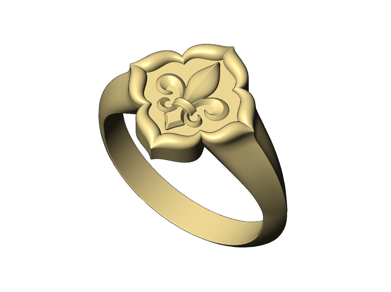 Lily ornament window signet ring Us sizes 7 8 9 3D print model_5