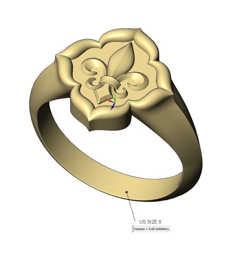 Lily ornament window signet ring Us sizes 7 8 9 3D print model_16