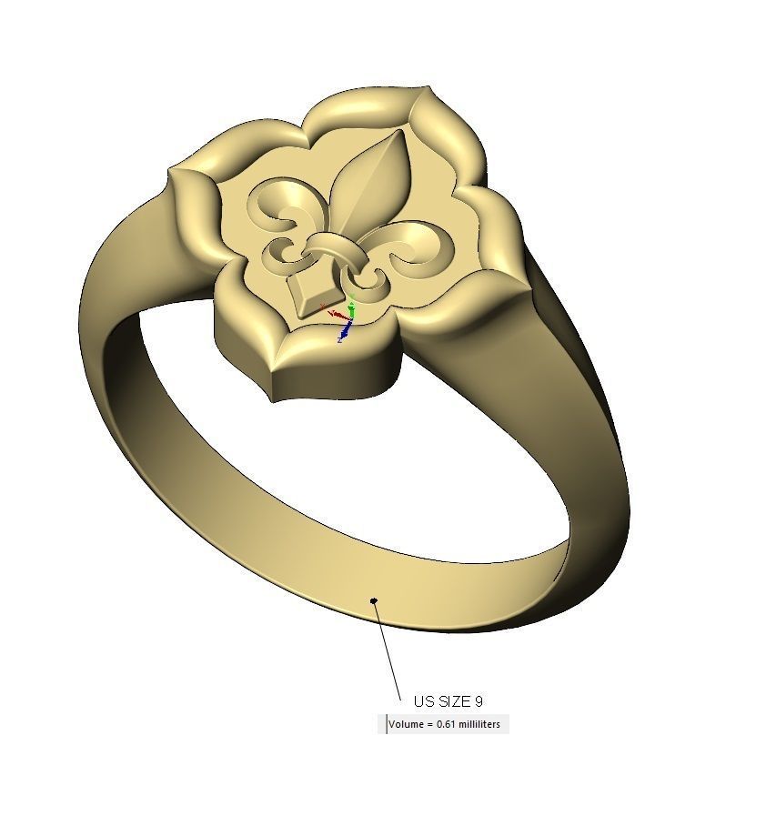 Lily ornament window signet ring Us sizes 7 8 9 3D print model_11