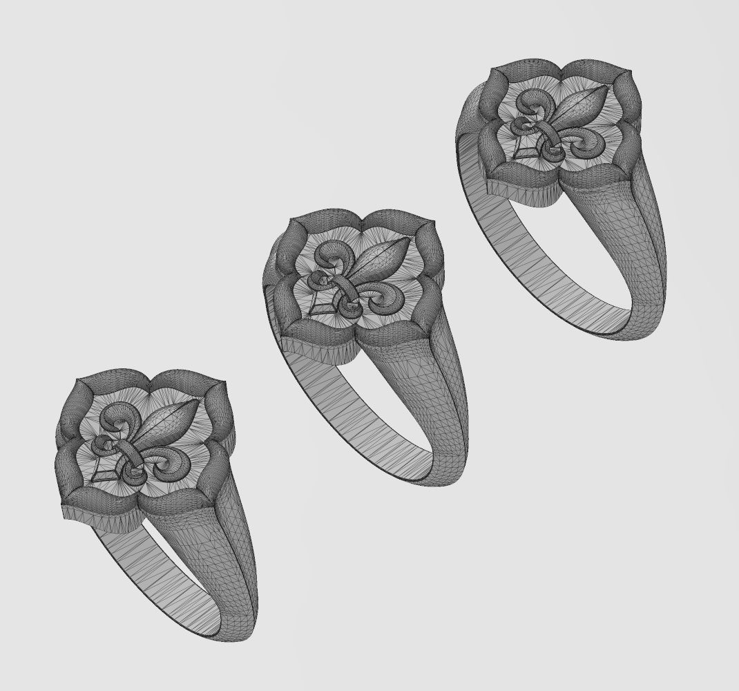 Lily ornament window signet ring Us sizes 7 8 9 3D print model_12