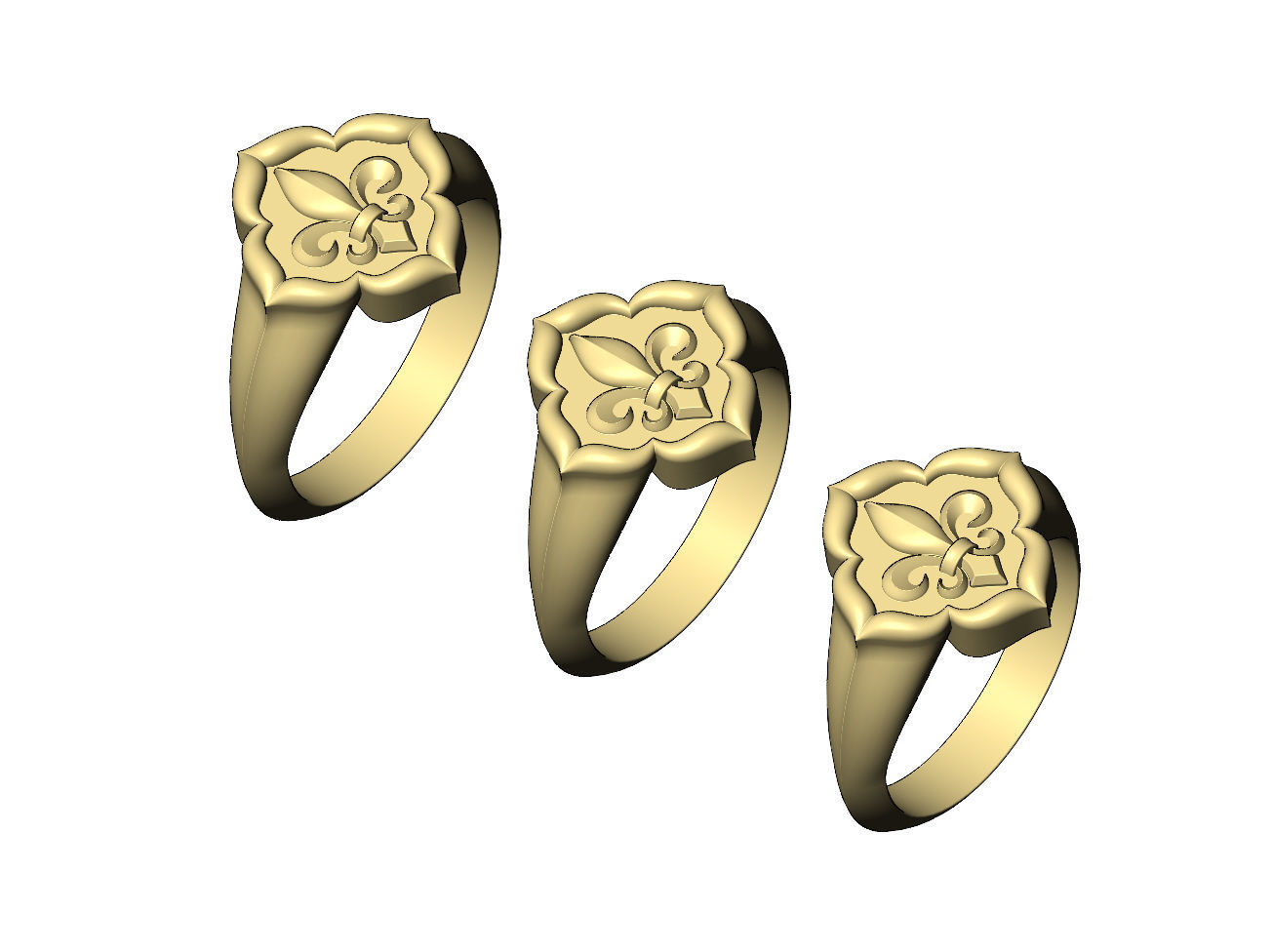 Lily ornament window signet ring Us sizes 7 8 9 3D print model_4