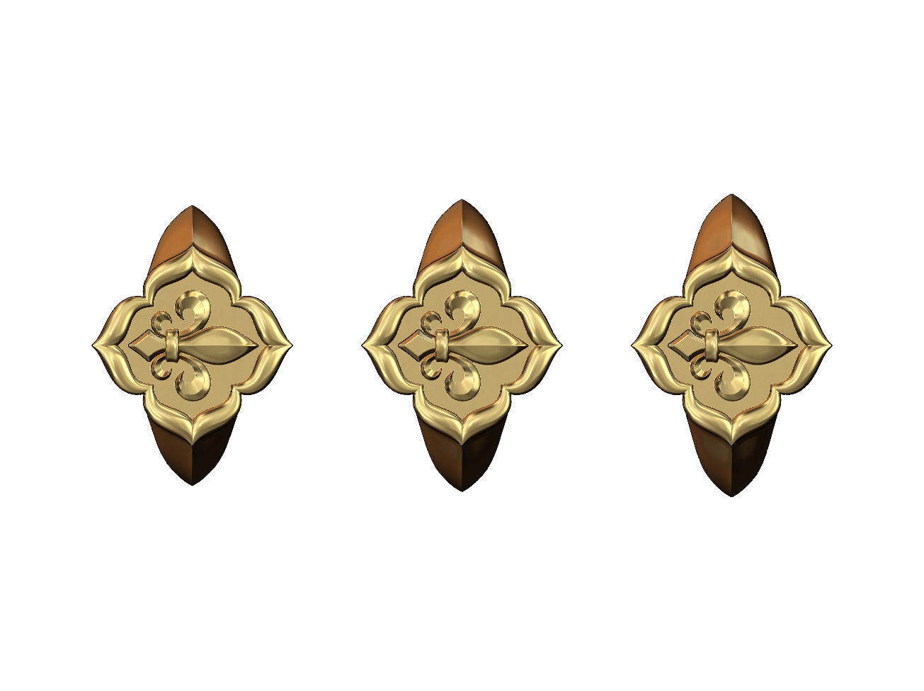 Lily ornament window signet ring Us sizes 7 8 9 3D print model_1