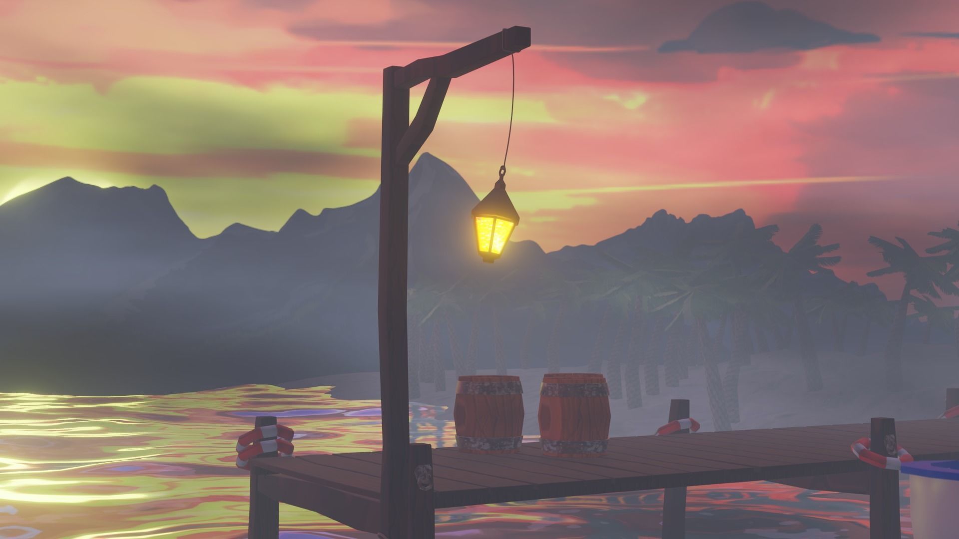 Cartoon beach Low-poly 3D model 3D model_5