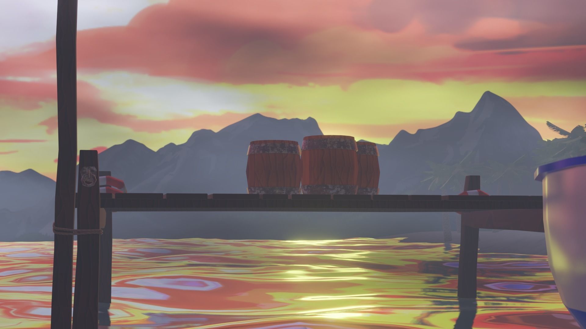 Cartoon beach Low-poly 3D model 3D model_3