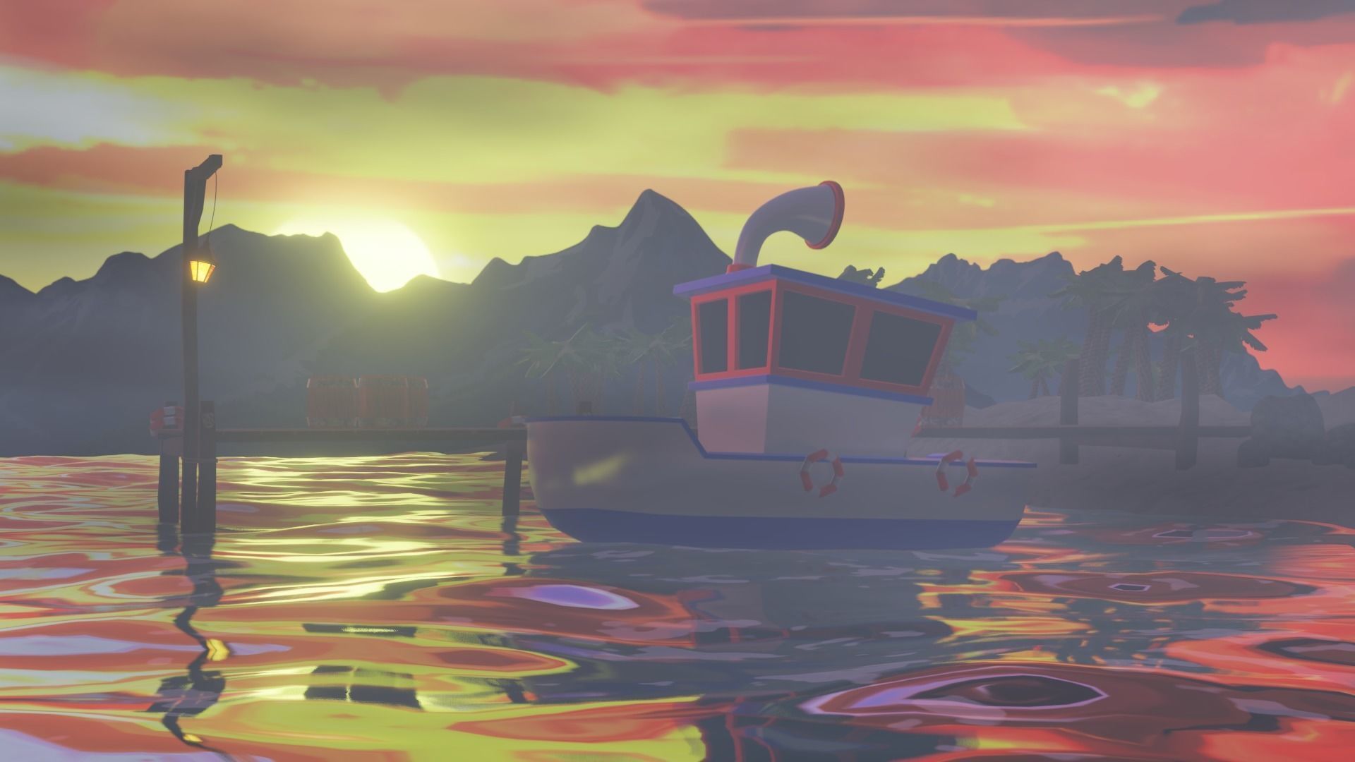 Cartoon beach Low-poly 3D model 3D model_4