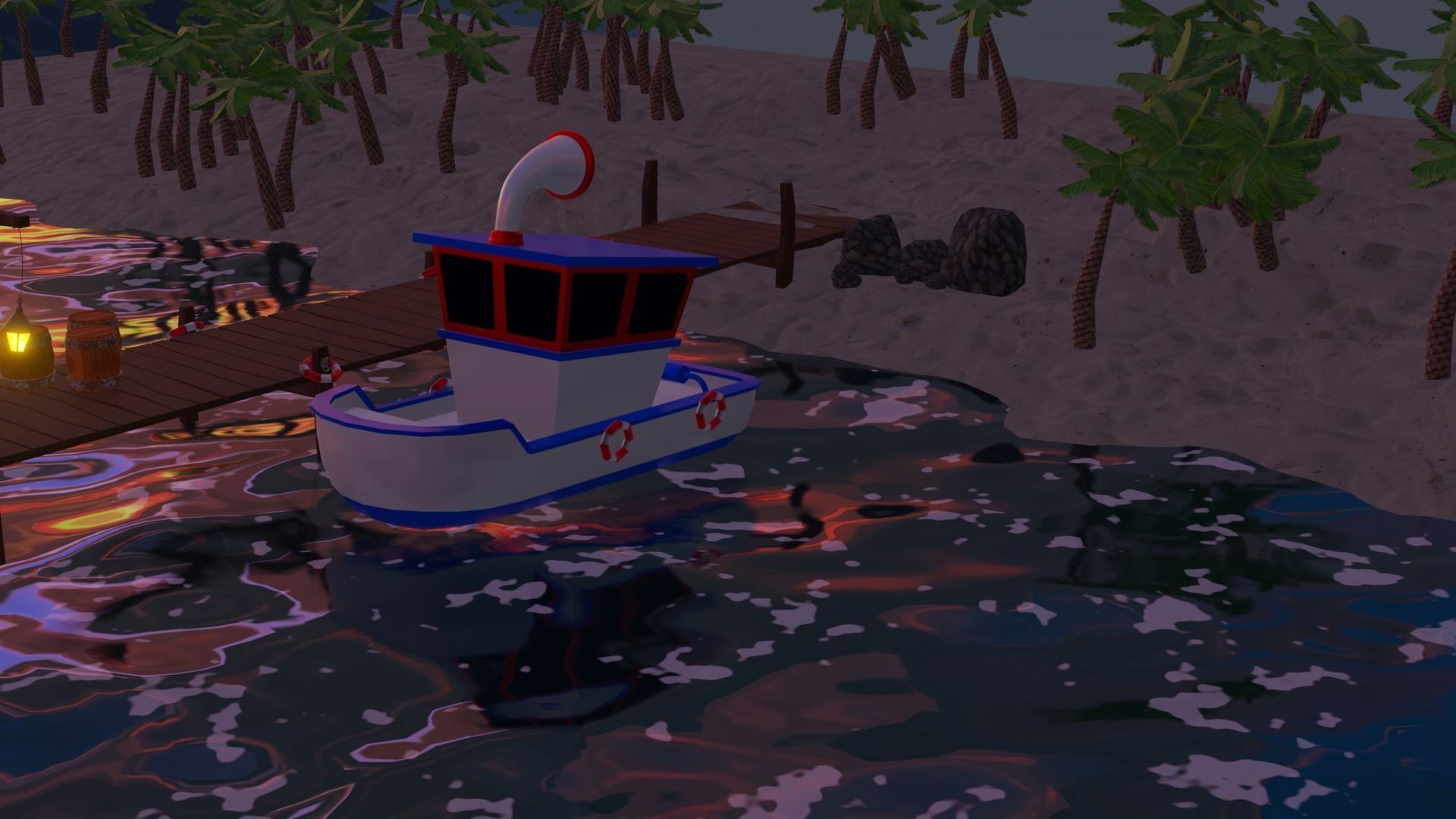 Cartoon beach Low-poly 3D model 3D model_1