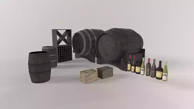 Wine Cellar Asset Low Poly 3D model