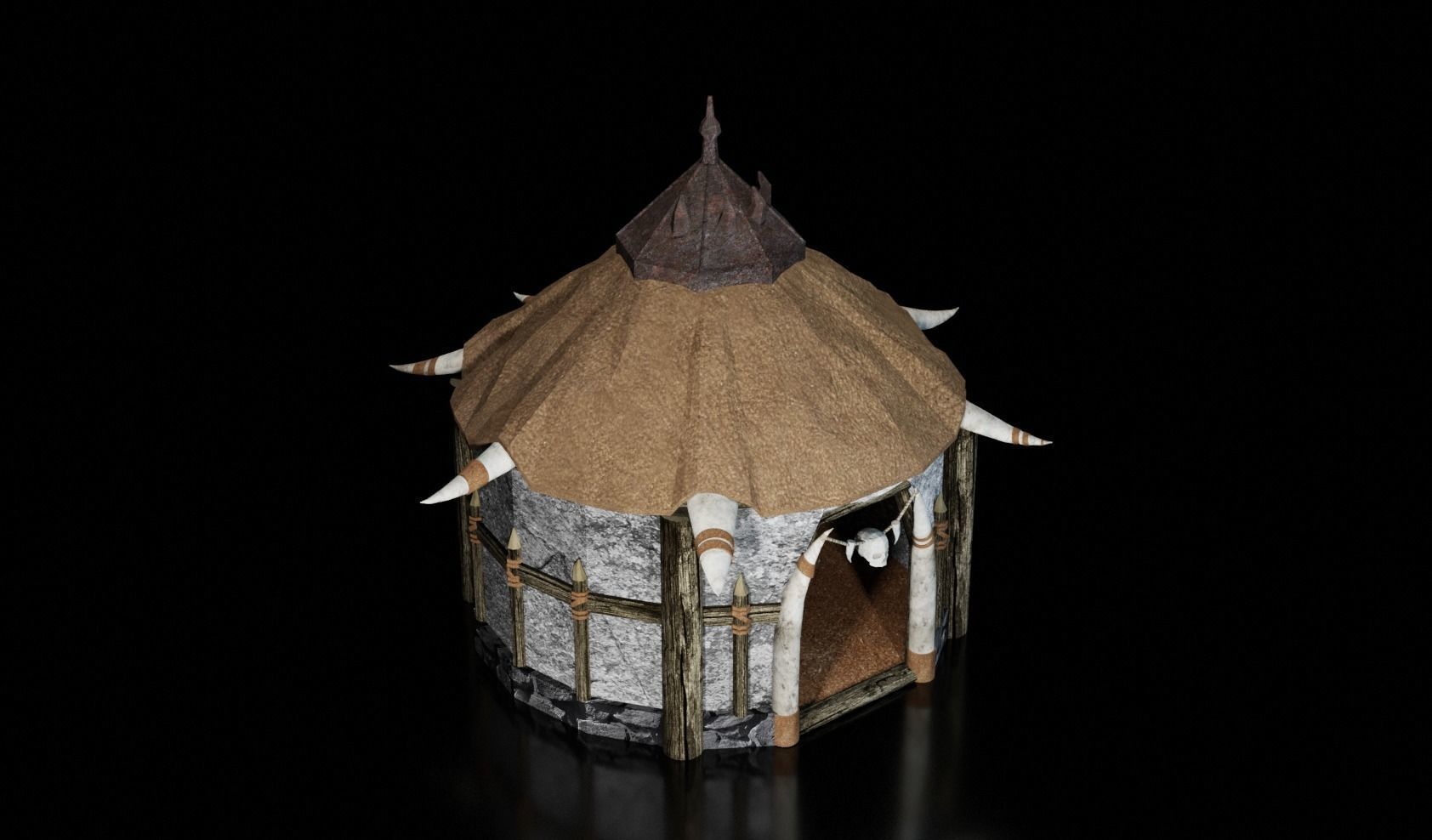orc hut-house Low-poly 3D model_2