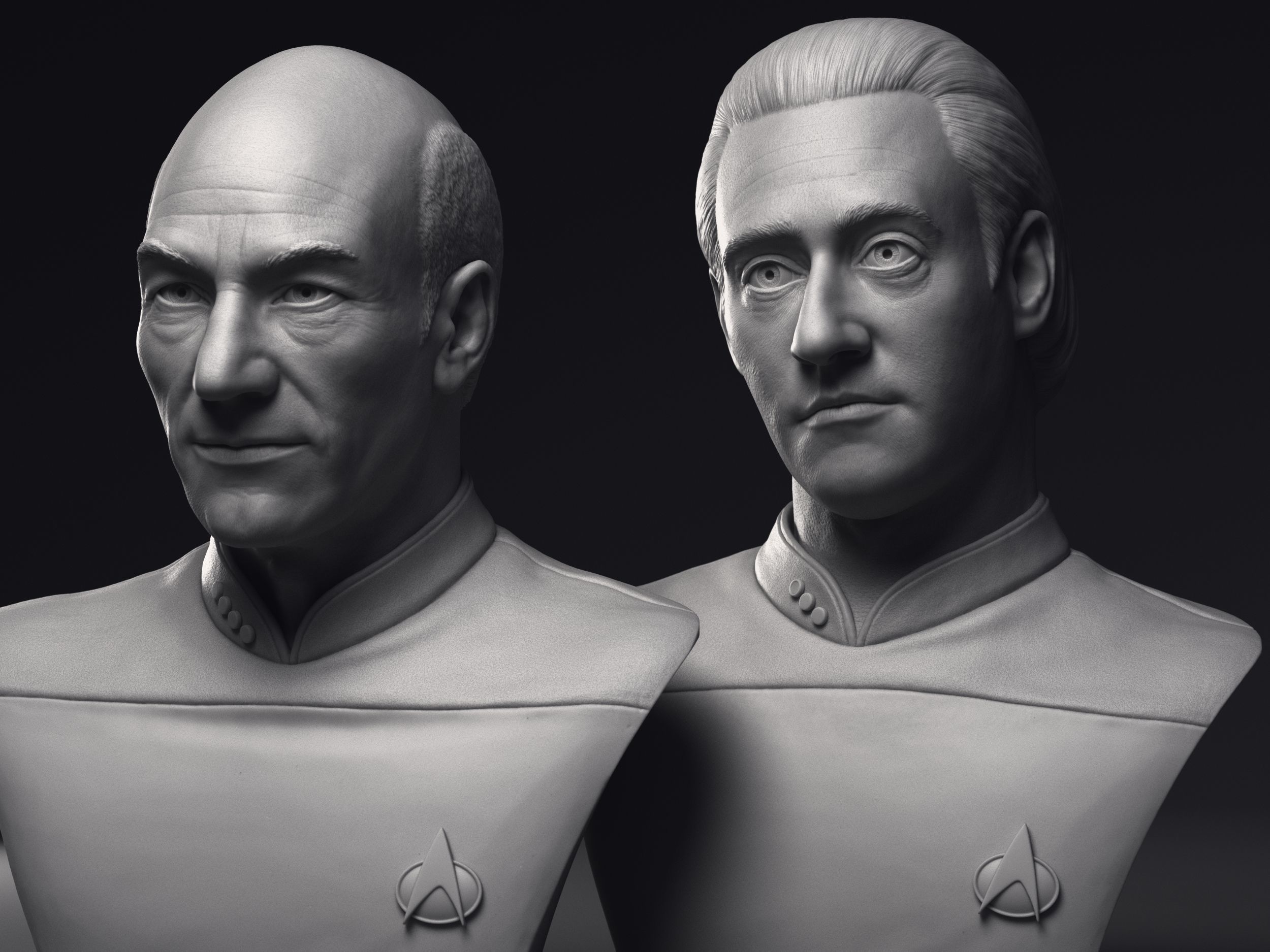 Picard and Data  3d printable bust collection _2