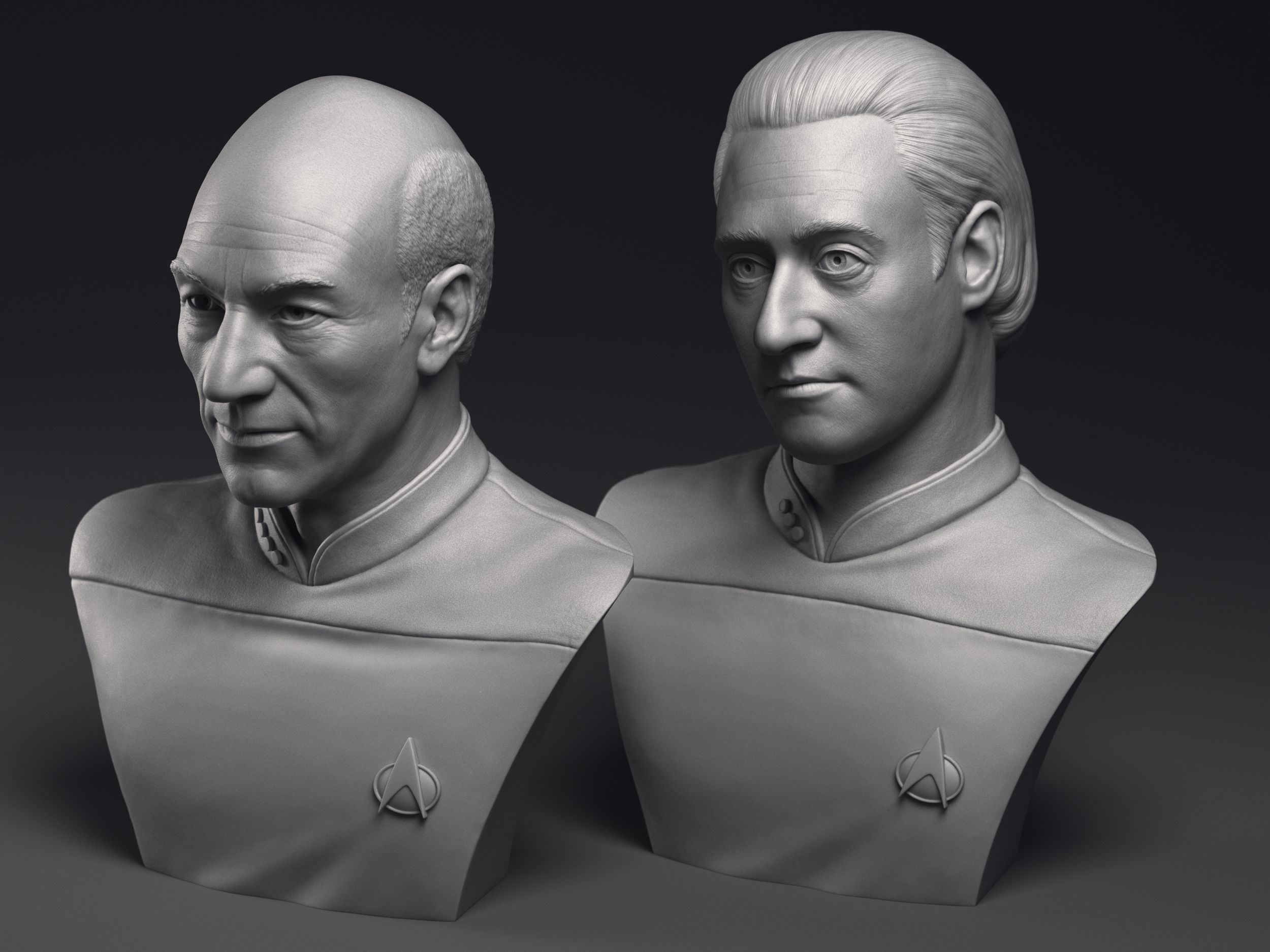 Picard and Data  3d printable bust collection _4
