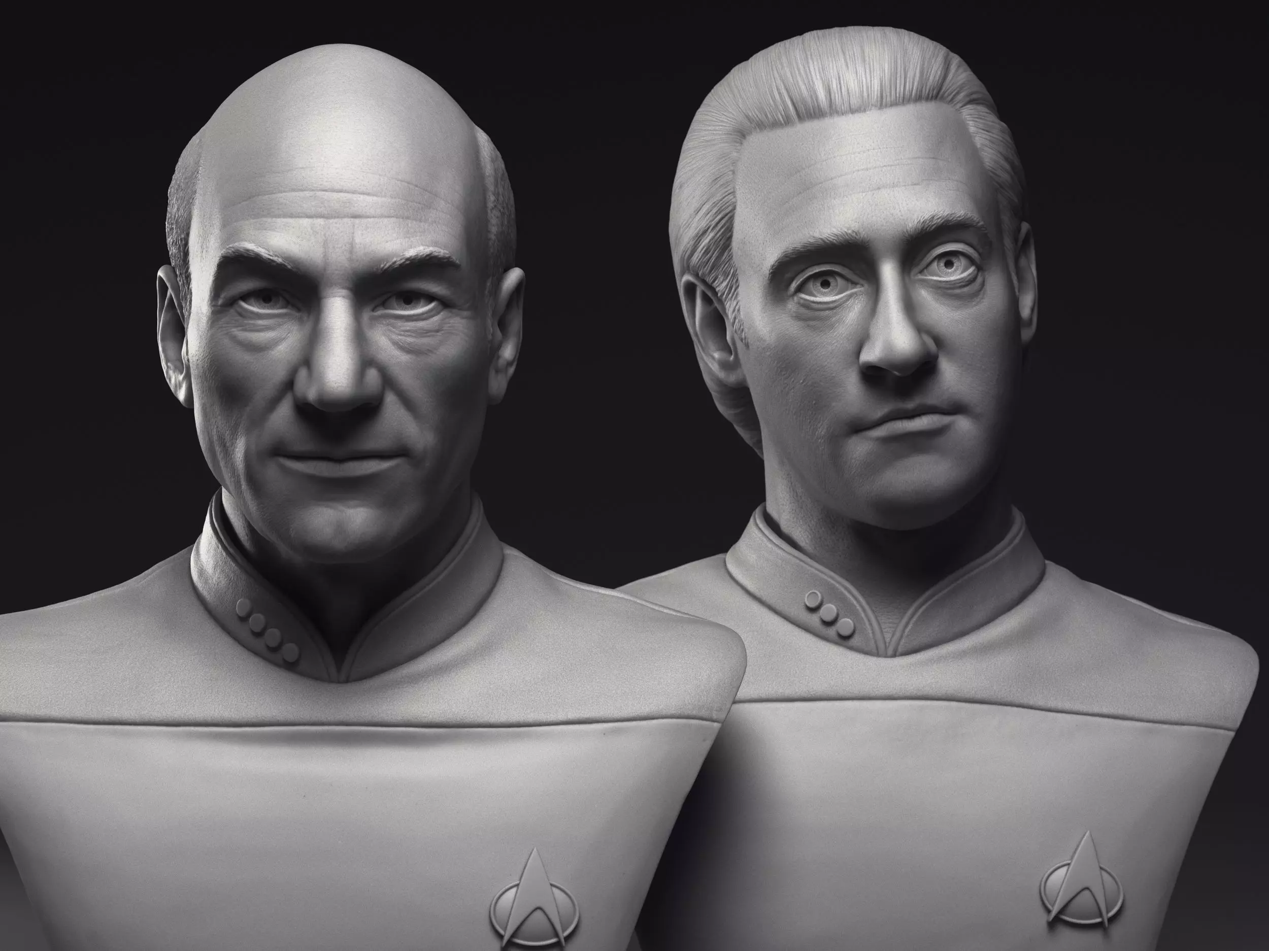 Picard and Data  3d printable bust collection _0