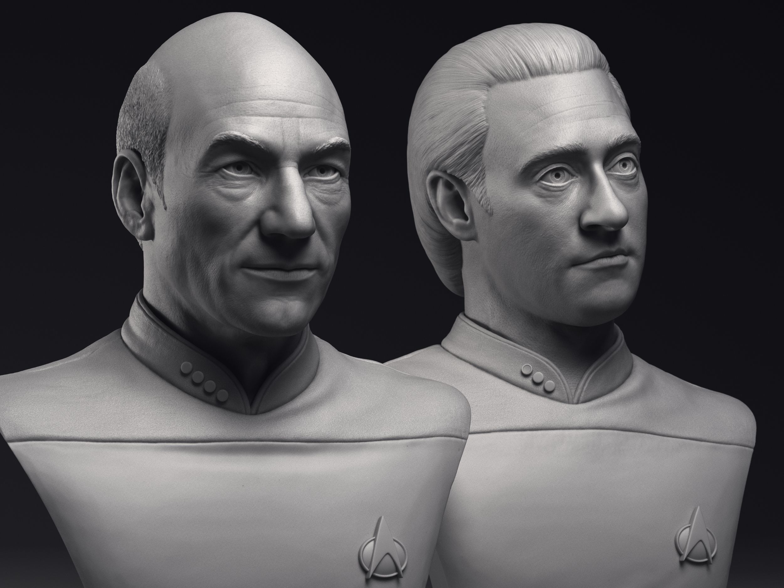 Picard and Data  3d printable bust collection _3